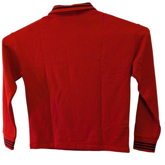 Womens Shirt Size Small Red Nautica Quarter-Zip Pullover Sweatshirt Striped Coll - Picture 2 of 6